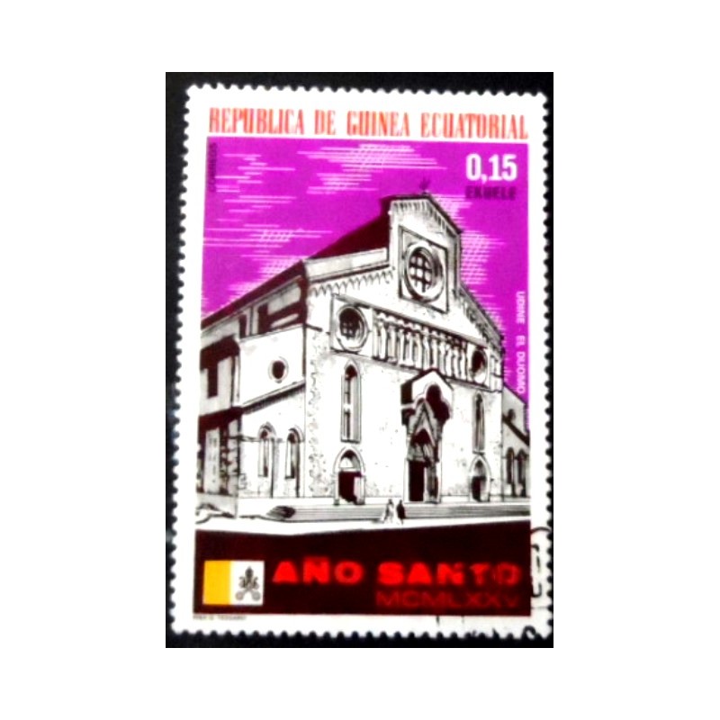 Selo postal da Guiné Equatorial de 1974 Cathedral of Udine