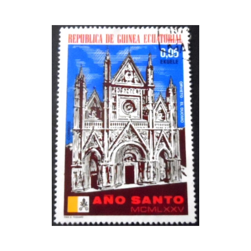 Selo postal da Guiné Equatorial de 1974 Cathedral of Orvieto