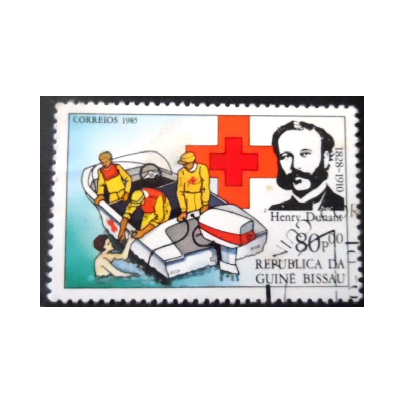 Selo postal da Guiné Bissau de 1985 Henri Dunant