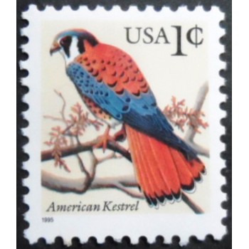 Selo postal dos Estados Unidos de 1995 American Kestrel A