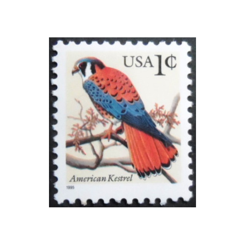 Selo postal dos Estados Unidos de 1995 American Kestrel A