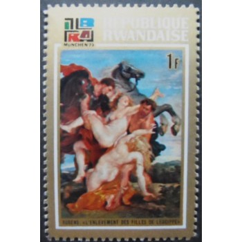 Selo postal de Ruanda de 1973 Abduction of Leucippa’s Daughters by Rubens