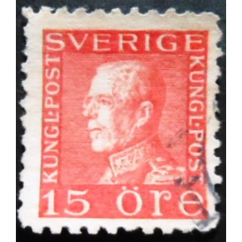 Selo postal da Suécia de 1934 King Gustaf V 15