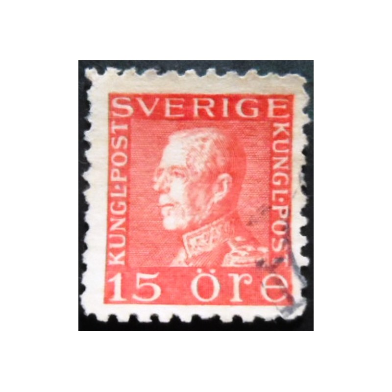 Selo postal da Suécia de 1934 King Gustaf V 15