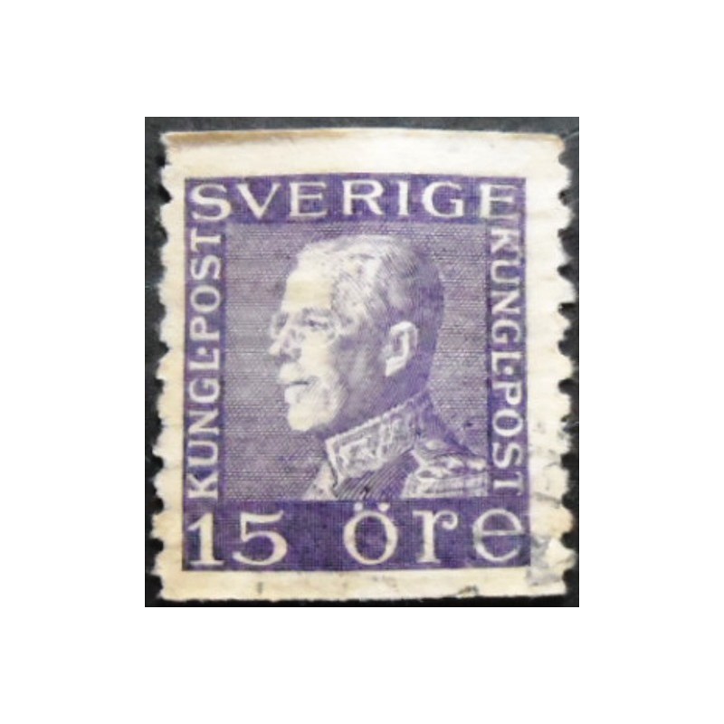 Selo postal da Suécia de 1922 King Gustaf V 15