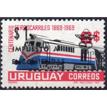 Selo postal do Uruguai de 1972 Railways Surcharge