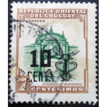 Selo postal do Uruguai de 1958 Entrance to the Citadel in Montevideo 10
