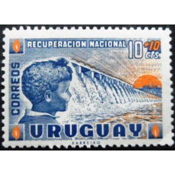 Selo postal do Uruguai de 1959 Dam child and rising sun