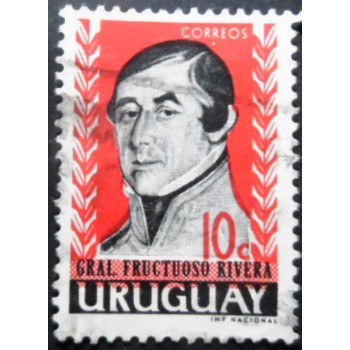 Selo postal do Uruguai de 1962 General Fructuoso Rivera 10