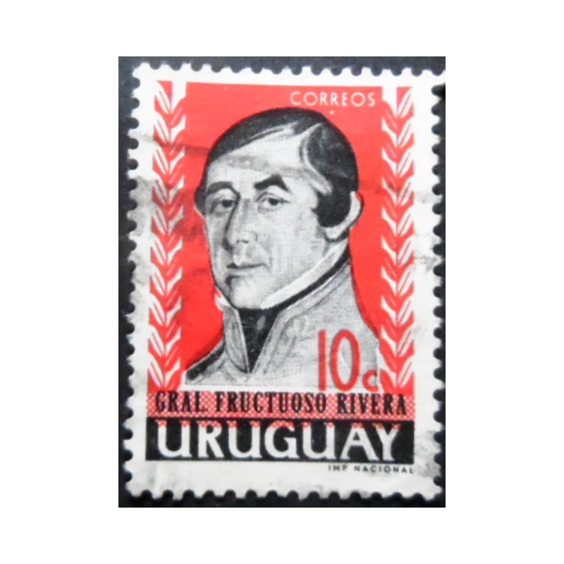 Selo postal do Uruguai de 1962 General Fructuoso Rivera 10