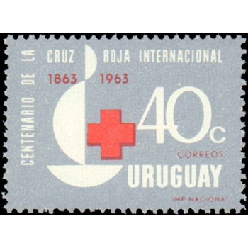 Selo postal do Uruguai de 1964 Jubilee Emblem of the Red Cross N