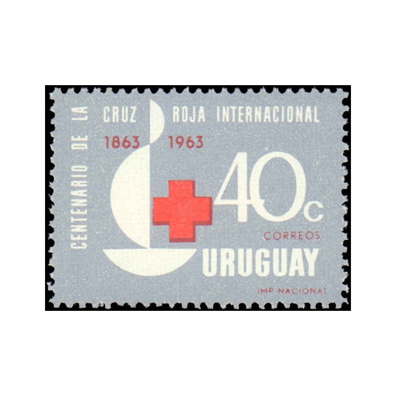 Selo postal do Uruguai de 1964 Jubilee Emblem of the Red Cross N