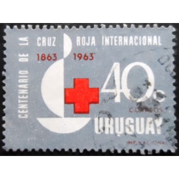 Selo postal do Uruguai de 1964 Jubilee Emblem of the Red Cross U