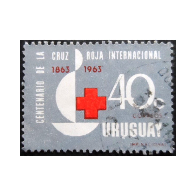 Selo postal do Uruguai de 1964 Jubilee Emblem of the Red Cross U