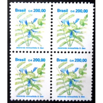 Quadra de selos postais do Brasil de 1991 Jacaranda mimosifolia M