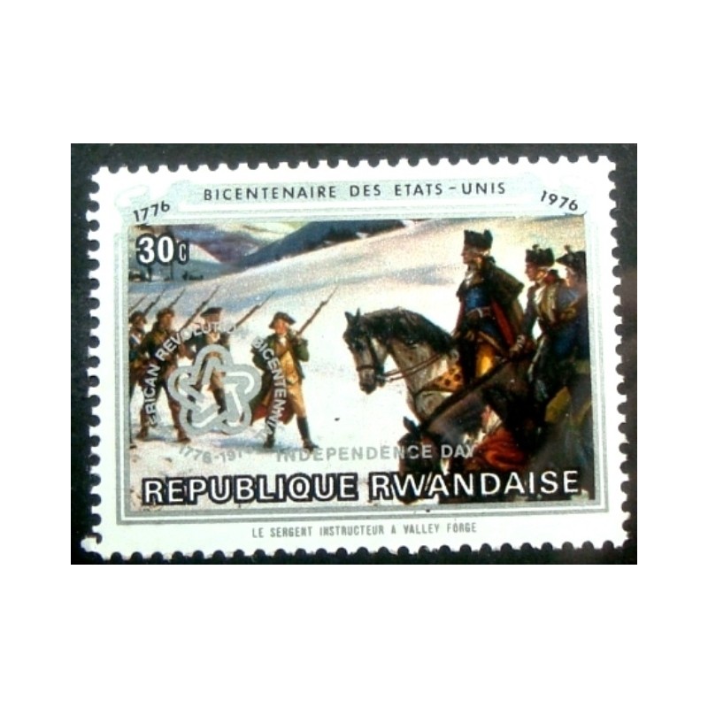 Selo postal da Ruanda de 1976 Instruction at Valley Forge  silver M