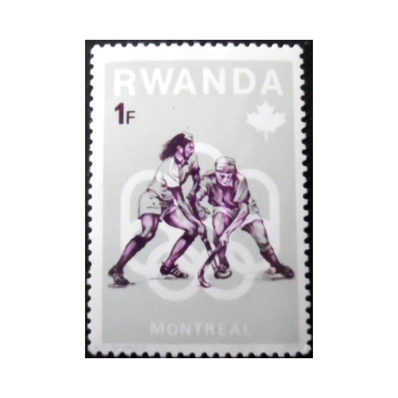 Selo postal da Ruanda de 1976 Hockey  M