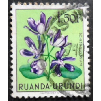 Selo postal da Ruanda Burundi de 1953 Schizoglossum eximium