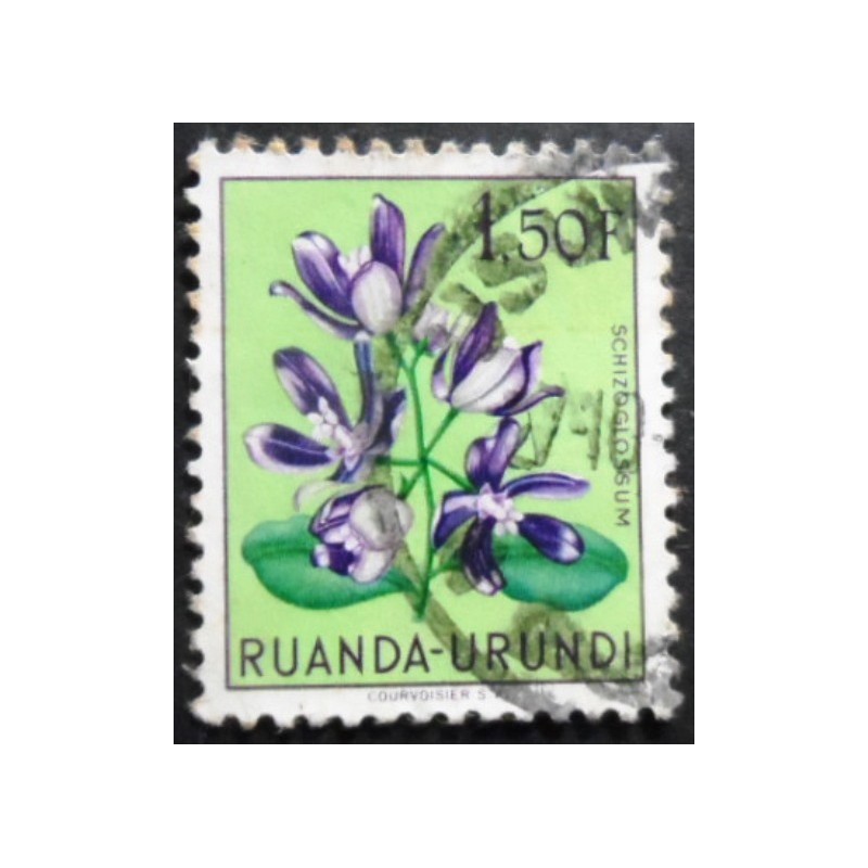 Selo postal da Ruanda Burundi de 1953 Schizoglossum eximium