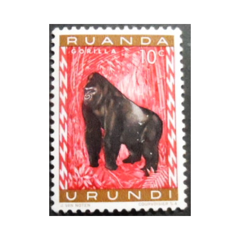 Selo postal da Ruanda Burundi de 1959 Eastern Gorilla