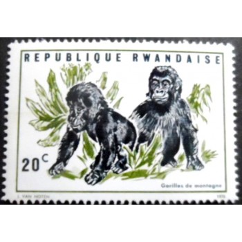 Selo postal da Ruanda de 1970 Mountain Gorilla