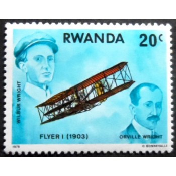 Selo postal de Ruanda de 1972 Wright Brothers and Flyer I