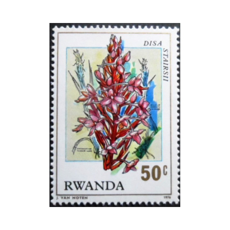 Selo postal de Ruanda de 1976 Disa stairsii