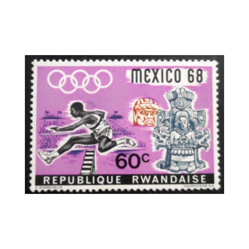 Selo postal da Ruanda de 1968 Hurdles