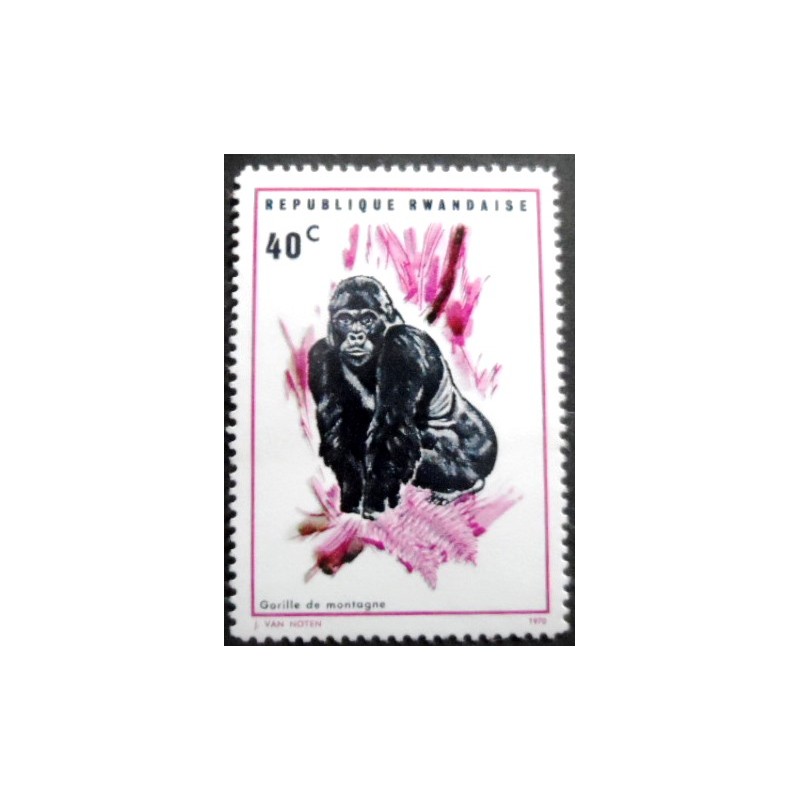 Selo postal da Ruanda de 1970 Mountain Gorilla