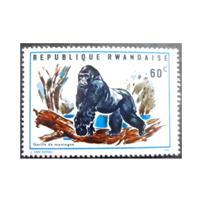 Selo postal da Ruanda de 1970 Mountain Gorilla 60