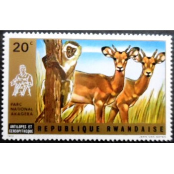 Selo postal da Ruanda de 1972 Oribi