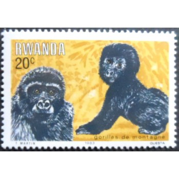 Selo postal da Ruanda de 1983 Mountain Gorilla 20