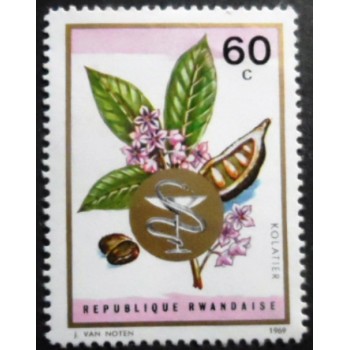 Selo postal da Ruanda de 1969 Cola acuminata