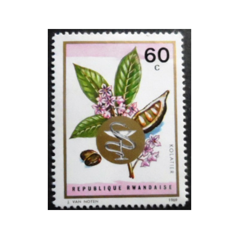 Selo postal da Ruanda de 1969 Cola acuminata