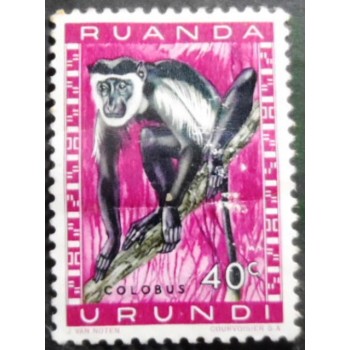 Selo postal da Ruanda Burundi de 1959 Mantled Guerez