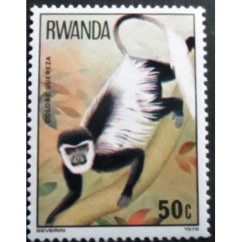 Selo postal da Ruanda de 1978 Mantled Guereza