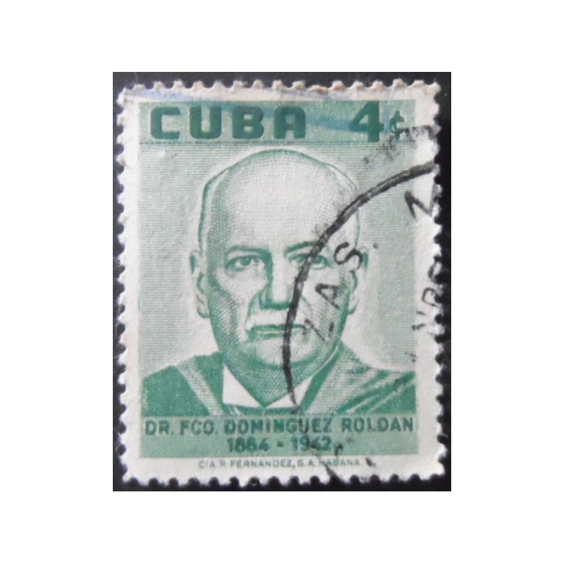 Selo postal de Cuba de 1958 Dr. Francisco Dominguez Roldan U