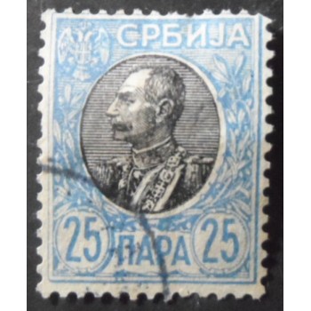 Selo postal da Sérvia de 1905 King Peter I 25