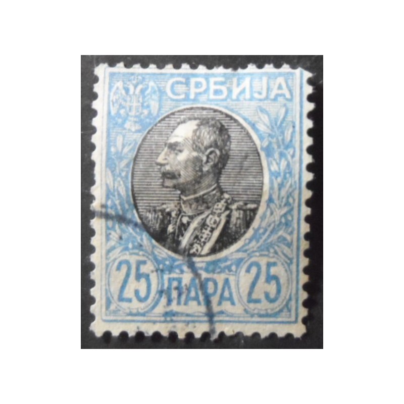 Selo postal da Sérvia de 1905 King Peter I 25