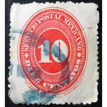 Selo postal do México de 1887 Numeral of value 10 Cy