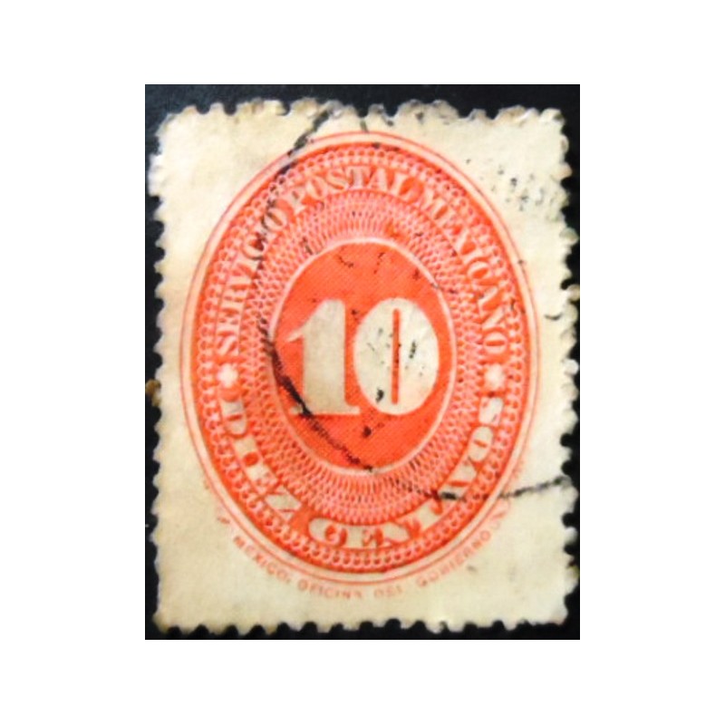 Selo postal do México de 1887 Numeral of value 10 Ex