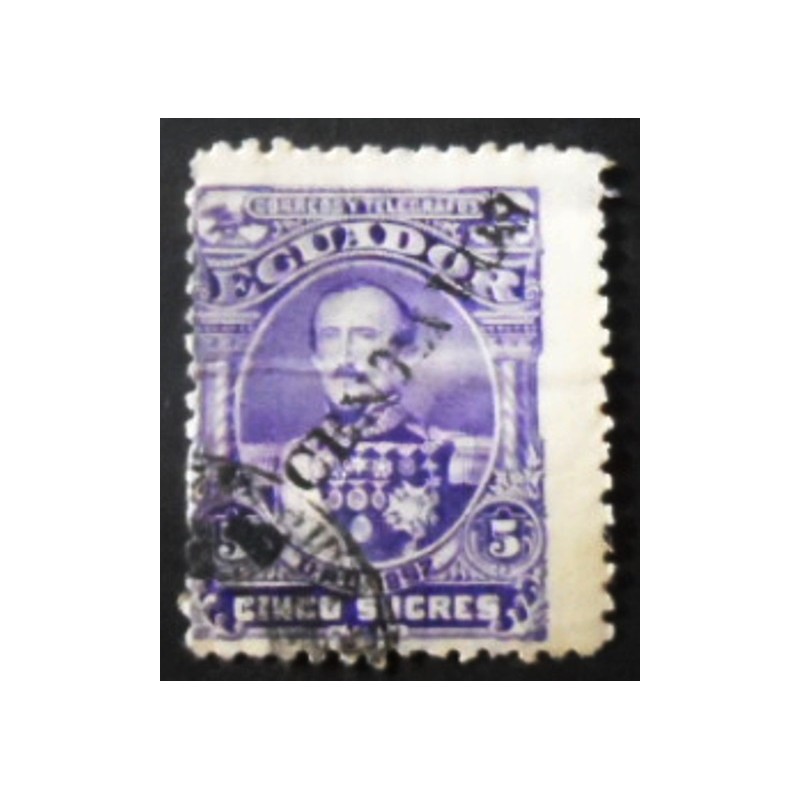 Selo postal do Equador de 1893 Juan José Flores 5