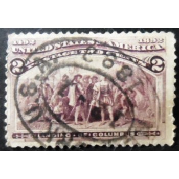 Selo postal dos Estados Unidos de 1893 Landing of Columbus