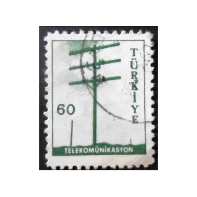 Selo postal da Turquia de 1960 Telephone Pole 60