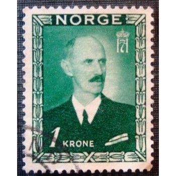 Imagem similar à do selo postal da Noruega de 1946 King Haakon VII 1