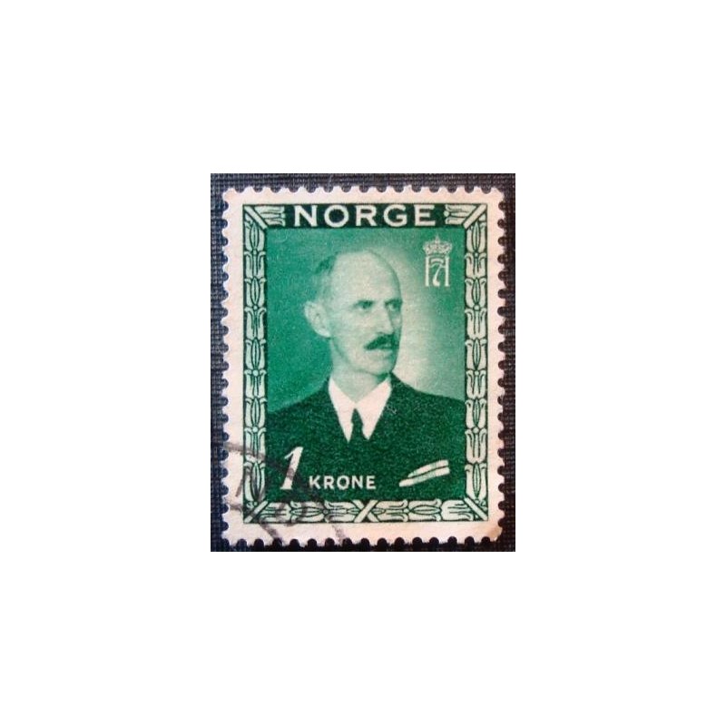 Imagem similar à do selo postal da Noruega de 1946 King Haakon VII 1