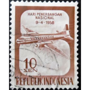 Selo postal da Indonésia de 1958 National Aviation Day 10 U