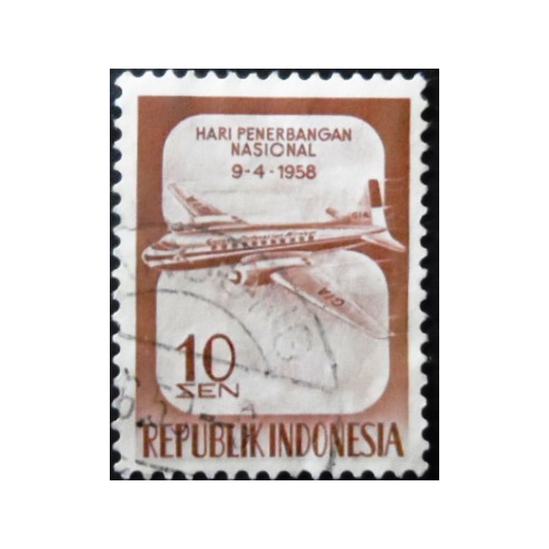 Selo postal da Indonésia de 1958 National Aviation Day 10 U