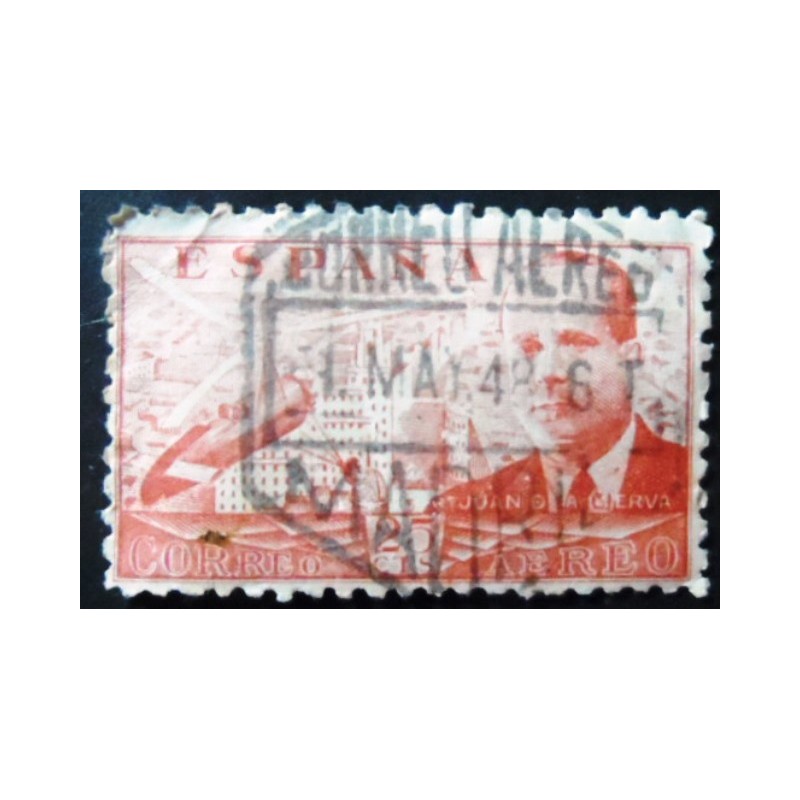 Selo postal da Espanha de 1945 Juan de la Cierva