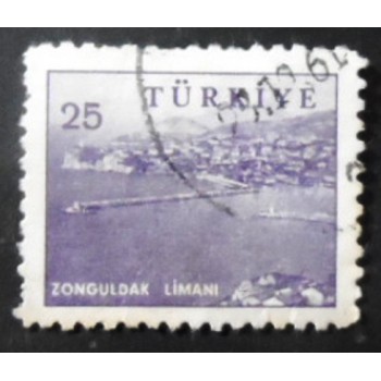 Selo postal da Turquia de 1960 Zonguldak Harbor 25